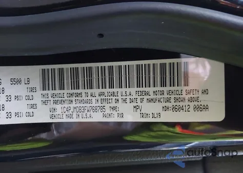 2015 Jeep Cherokee Limited from USA, damaged, VIN 1C4PJMDB3FW768785